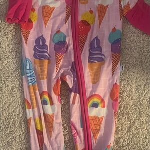 Little Sleepies Rainbow Sprinkles Ice Cream VGUC Bamboo Zippy 6-12M
